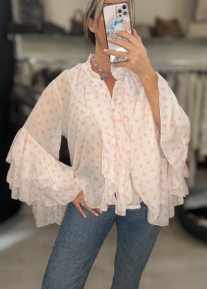 pinkspotfrillblouse