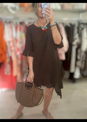 brownlinendress