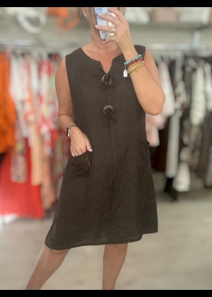 brownlinendress
